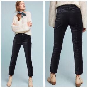 Anthroplogie Pants Womens 8 Essential Slim Black‎ Velvet Ankle Holidays Party